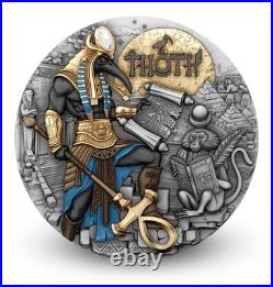 2025 Niue Echoes of Egypt Thoth 2 oz Silver Antiqued Gilded Coin