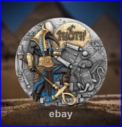 2025 Niue Echoes of Egypt Thoth 2 oz Silver Antiqued Gilded Coin