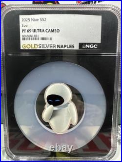 2025 Niue Eve S$2 PF 70 ULTRA CAMEO DISNEY PIXAR POPULATION 4 SILVER