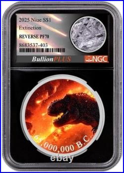 2025 Niue Extinction 1 oz Silver Coin NGC RP 70 with Meteorite Label /1000