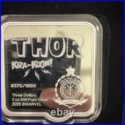 2025 Niue Marvel Smash Series Thor KRA KOOM 2 oz Silver Coin 2025 Niue Marvel Smash Series Thor KRA KOOM 2 oz Silver Coin