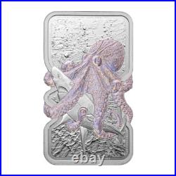2025 Niue Nature's Grip Giant Pacific Octopus 1 oz Proof Like Silver Bar