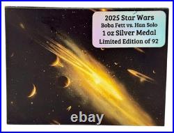 2025 Niue Star Wars Boba Fett vs Han Solo 1oz Silver NGC PF70UCAM Galaxy LABEL