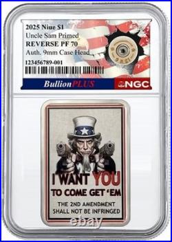 2025 Niue Uncle Sam Primed 1 oz Silver Coin NGC RP 70 Bullet Label