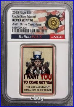 2025 Niue Uncle Sam Primed 1 oz Silver Coin NGC RP 70 Bullet Label 2025 Niue Uncle Sam Primed 1 oz Silver Coin NGC RP 70 Bullet Label