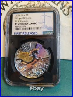 2025 Niue Winged UNICORN 1 oz Silver PF70 First Release NGC EF118