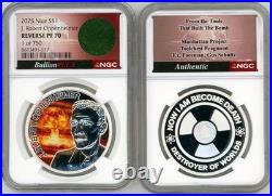 2025 Silver $1 Niue J. Robert Oppenheimer Rev. PF70 NGC 1 of 750