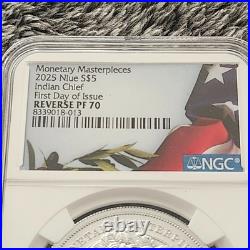 2025 Silver Niue $5 Indian Chief First Releases REV PF70 Monetary Masterpieces