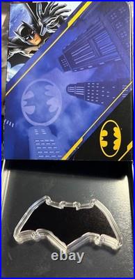 2025 Silver Samoa Batman BLACK Batarang Colorized 1 Oz 999 Silver Shaped Coin DC