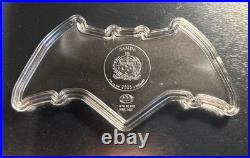 2025 Silver Samoa Batman BLACK Batarang Colorized 1 Oz 999 Silver Shaped Coin DC