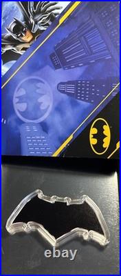 2025 Silver Samoa Batman BLACK Batarang Colorized 1 Oz 999 Silver Shaped Coin DC