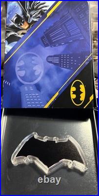 2025 Silver Samoa Batman BLACK Batarang Colorized 1 Oz 999 Silver Shaped Coin DC