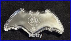 2025 Silver Samoa Batman BLACK Batarang Colorized 1 Oz 999 Silver Shaped Coin DC