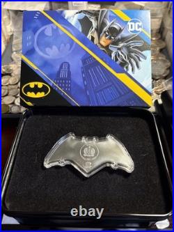 2025 Silver Samoa Batman BLACK Batarang Colorized 1 Oz 999 Silver Shaped Coin DC