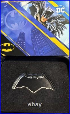 2025 Silver Samoa Batman BLACK Batarang Colorized 1 Oz 999 Silver Shaped Coin DC