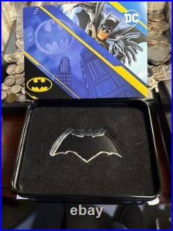 2025 Silver Samoa Batman BLACK Batarang Colorized 1 Oz 999 Silver Shaped Coin DC