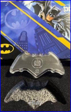 2025 Silver Samoa Batman BLACK Batarang Colorized 1 Oz 999 Silver Shaped Coin DC