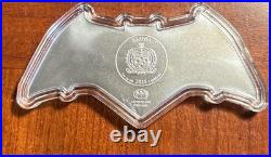 2025 Silver Samoa Batman BLACK Batarang Colorized 1 Oz 999 Silver Shaped Coin DC