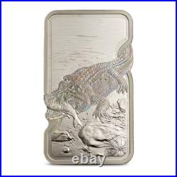 2026 1 oz Niue Rectangular Silver Nature's Grip Nile Crocodile Coin Proof Like