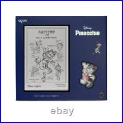 2026 Agoro Disney Pinocchio 3/4oz Silver Coin + 5g Silver Foil Boxed Set NEW