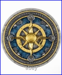 2026 Mint Of Poland Compass Rose 2oz 999 Colorized Silver Coin Wood Box And COA