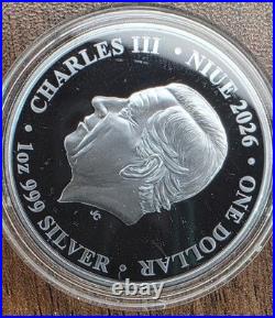 2026 Niue CHESS ROOK 1 oz. 999 Silver Proof Coin $1 Limited Mintage 999 + COA Bo