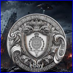 2026 Niue Darkest Hour 2 oz Silver Antiqued High Relief Coin