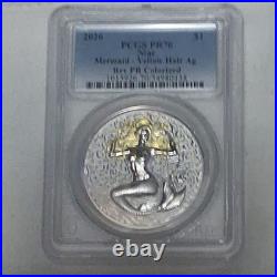 2026 Niue Mermaid Yellow Hair PCGS PR70 Reverse Proof Colorized 1oz Silver Coin