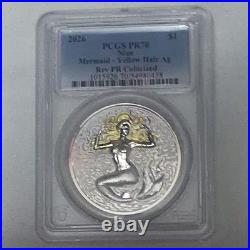 2026 Niue Mermaid Yellow Hair PCGS PR70 Reverse Proof Colorized 1oz Silver Coin