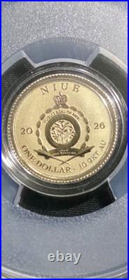 2026 PCGS MS70 Niue $1 Pirate Treasure 9KT AU 2026 PCGS MS70 Niue $1 Pirate Treasure 9KT AU