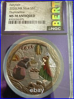 2026 Thumbelina Fairytale Colored Niue NGC MS70 TraderBea BERT Purple Core