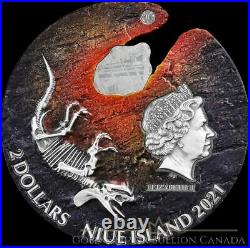 $2 Niue Island 2021 Impact Moments Meteorite 2 oz Silver High Relief coin