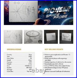2 oz Silver Coin 2025 Niue Pioneer Space Probe 60 x 80 mm Coin 499 Mintage