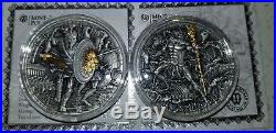 2x Niue 2017 ARES GOD OF WAR series 2018 Poseidon High Relief 2 oz Coin amazing