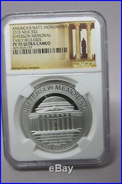 4 Coin Set 2015 NIUE NGC PF70 ER America's Monuments 1 oz Pure Silver Coins