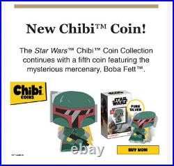 5-coin 2020 Chibi Darth Vader Chewbacca R2d2 Stormtrooper Boba Fett 1 Oz Silver