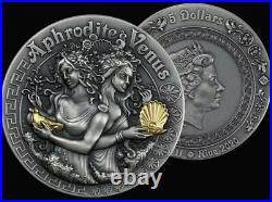 APHRODITE AND VENUS Strong and Beautiful Goddesses 2 Oz Silver Coin 5$ Niue 2020