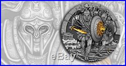 ARES GOD OF WAR series NIUE $2 Silver Coin 2017 Gold plated 2 oz GORGEOUS! Niue