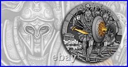 ARES GOD OF WAR series NIUE $2 Silver Coin 2017 Gold plated 2 oz niue