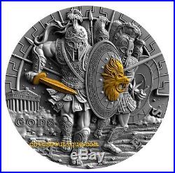 ARES GREEK GODS OF WAR 2 oz Ultra High Relief silver coin antiqued Niue 2017