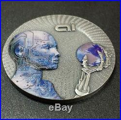 ARTIFICIAL INTELLIGENCE AI Code From The Future 2 Oz Silver Coin 2$ Niue 2016