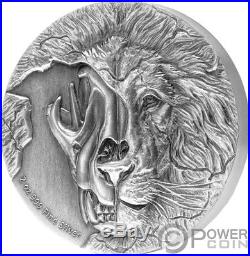ASIATIC LION SKULL Beasts Skull 2 Oz Silver Coin 5$ Niue 2018