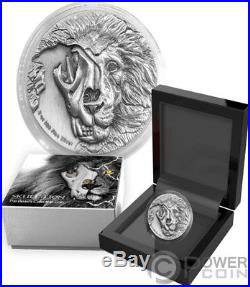 ASIATIC LION SKULL Beasts Skull 2 Oz Silver Coin 5$ Niue 2018