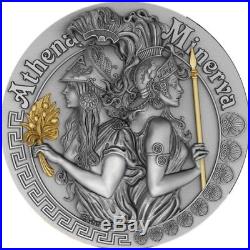 ATHENA AND MINERVA Strong Goddesses 2 Oz Silver Coin 5$ Niue 2019