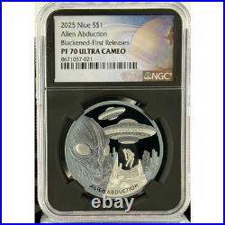 Alien Abduction 2025 $1 1 oz Silver Coin NGC PF 70 UCAM with Galaxy Label Niue