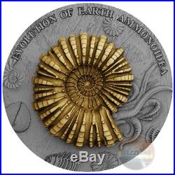 Ammonoidea Ammonite Evolution Of Earth 2 Oz Silver Coin 2$ Niue 2018