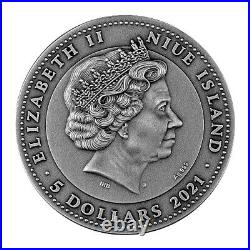 Ares and Mars 2 oz Antique finish Silver Coin 5$ Niue 2021