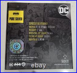 BATMAN 85 Years 1966 Batman Logo 2024 $2 1oz Silver Antique Coin Niue NZ Mint