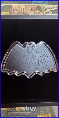 BATMAN 85 Years 1966 Batman Logo 2024 $2 1oz Silver Antique Coin Niue NZ Mint