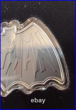 BATMAN 85 Years 1966 Batman Logo 2024 $2 1oz Silver Antique Coin Niue NZ Mint